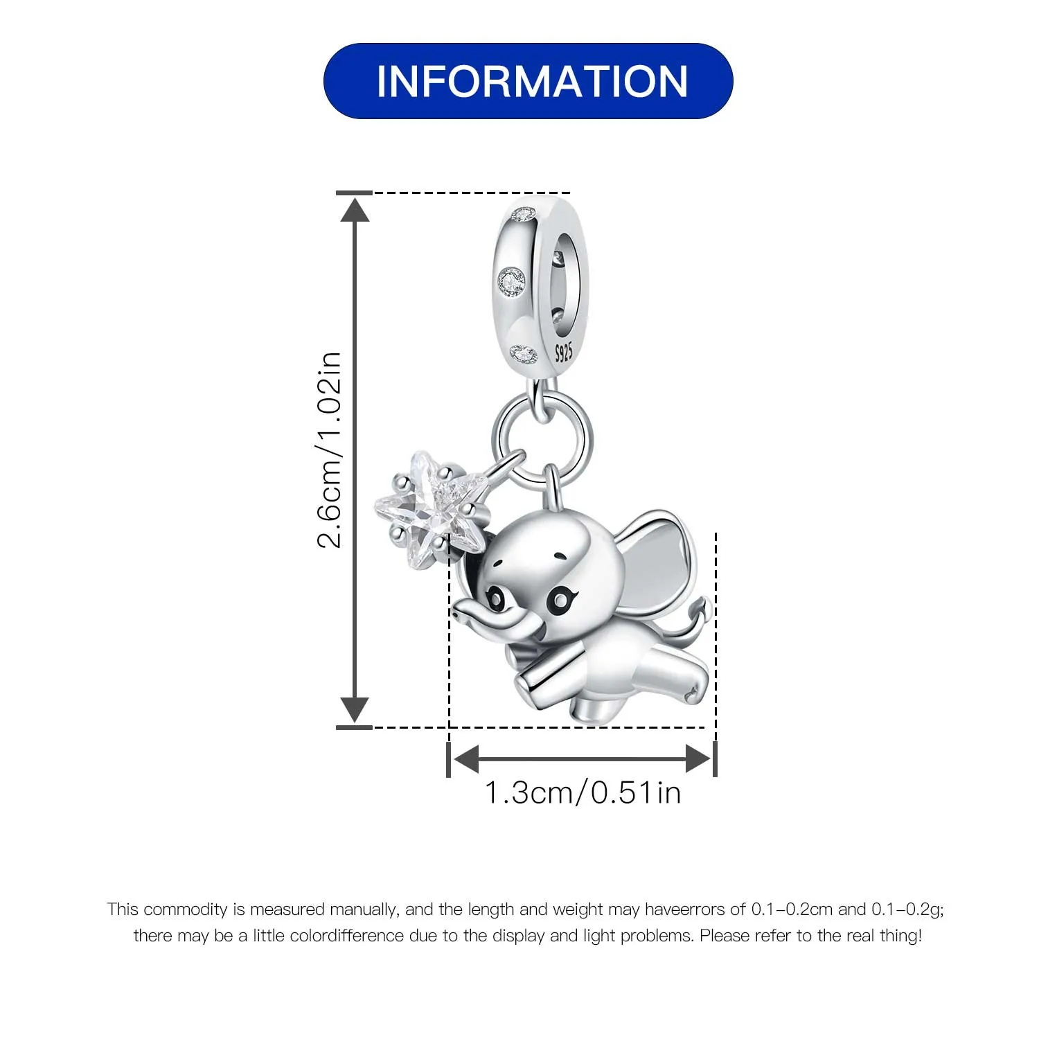 CYMYSS 925 Sterling Silver Charm Cute Animals Bead Elephant Pendant Fit Bracelets Necklace DIY Jewelry Making Party Gift