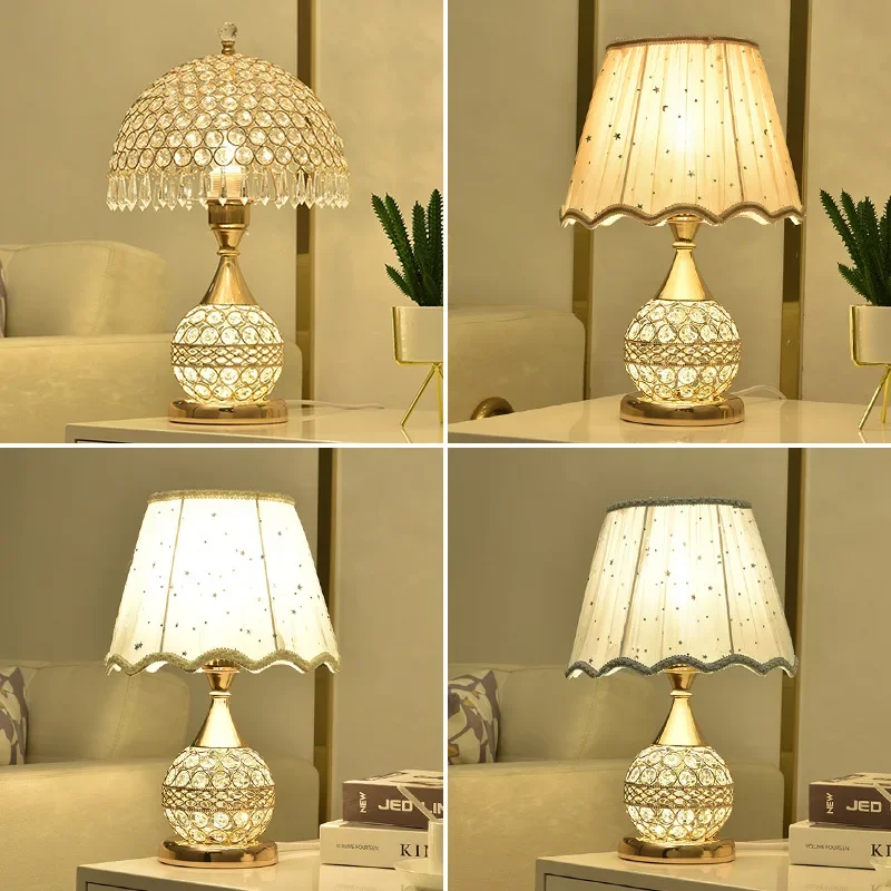 

Bedroom Bedside Crystal Table Lamp Modern Home Decoration E27 with Remote Control Switch Lamps LED Dining Room Table Lighting