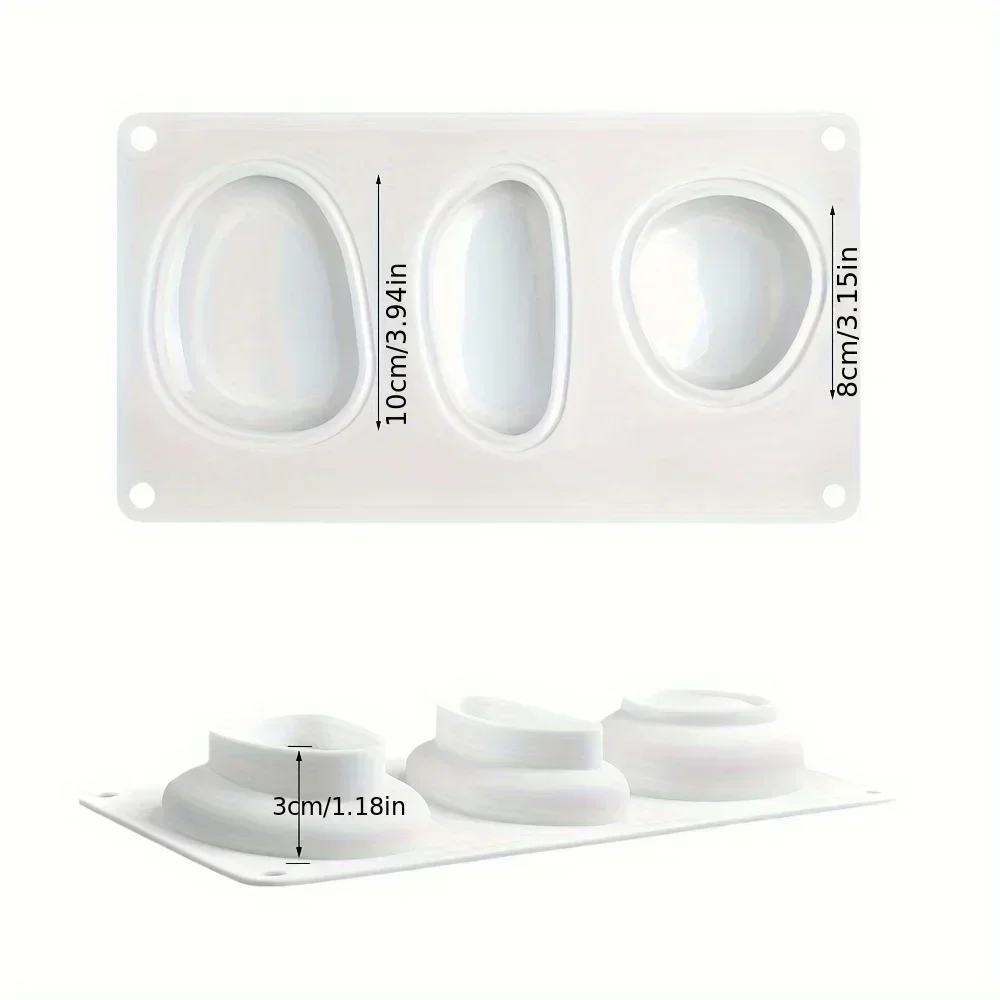 stone shape decoration crafts making plaster resin clay molds 3 cavity creative large size pebble silicone molds candle molds