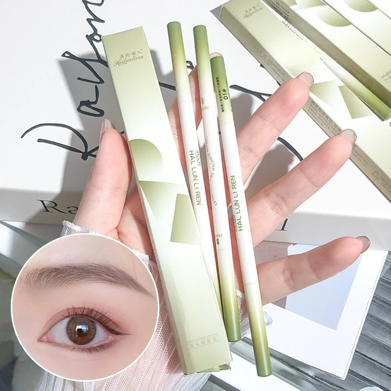Dual Ended Eyebrow Pen Triangular Tip Spoolie Brush Waterproof All Day Wear Microblading Effect for Natural Feathery Brows