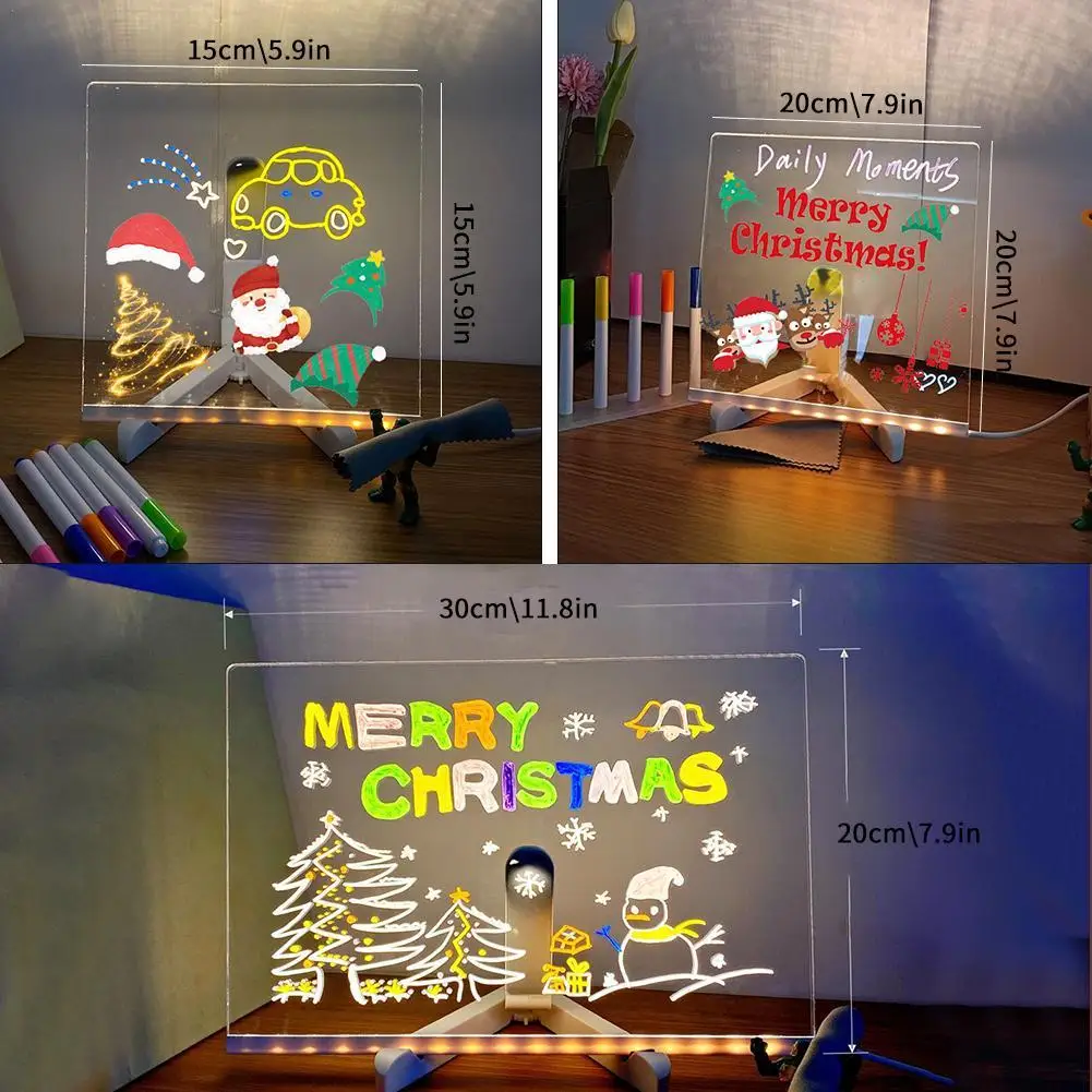 

DIY LED Lamp Acrylic Message Note Board Erasable USB Children‘s Drawing Board Bedroom Night Light Birthday Kids Gift