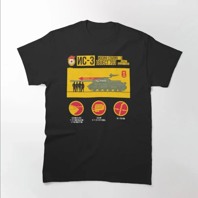 

WWII Soviet IS-3 Heavy Tank Infographics T-Shirt New 100% Cotton O-Neck Summer Short Sleeve Casual Mens T-shirt Size S-3XL