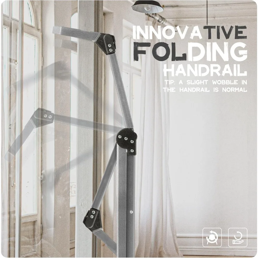 Escalera de 5 escalones, escalera de taburete plegable con pasamanos y bandeja, pedales anchos resistentes de 660 libras, plegable de acero resistente L