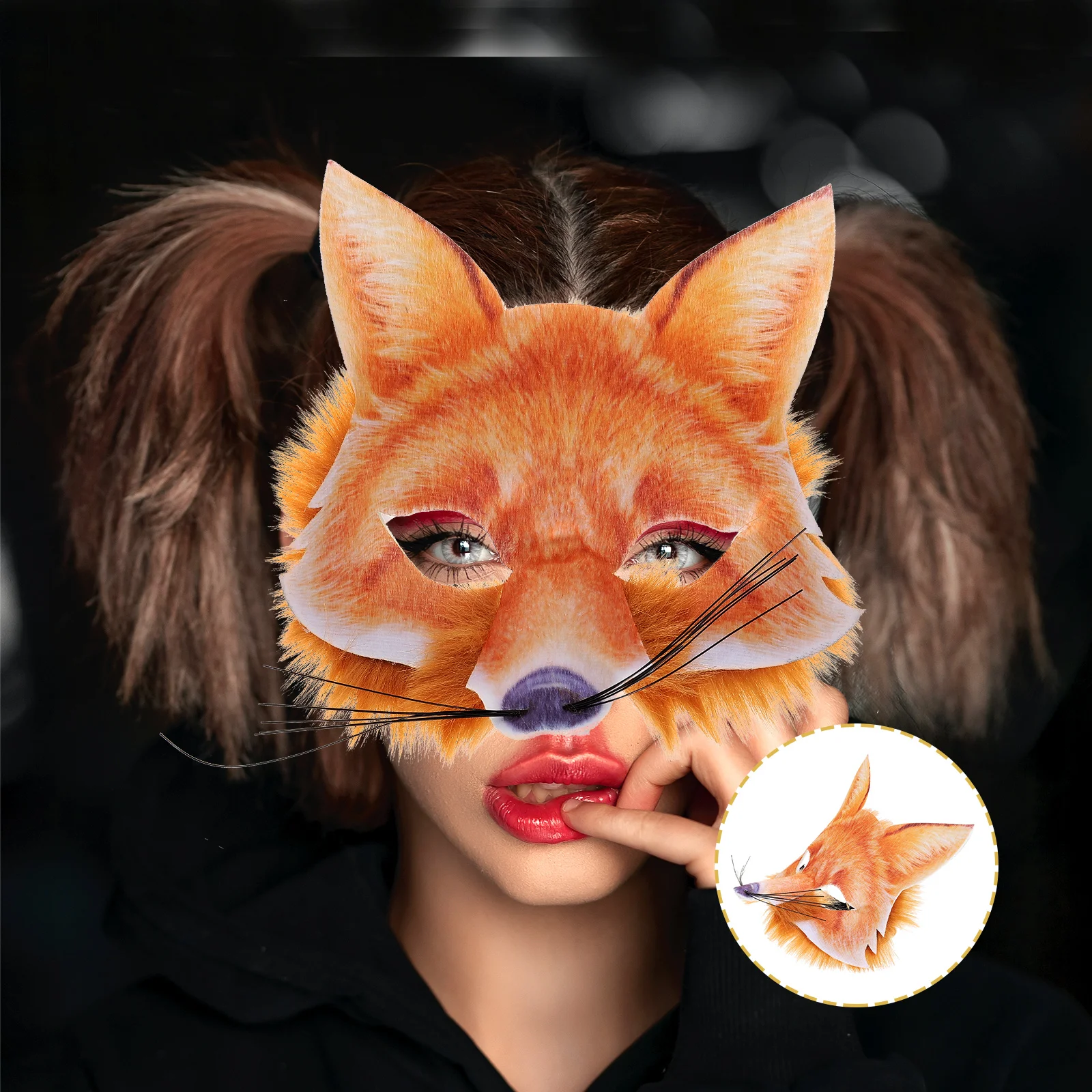 

Halloween Party Masquerade Decoration Props Half Face Fox Mask (Fox AFH16021) Elegant Festival Carnival Prom Pvc Creative