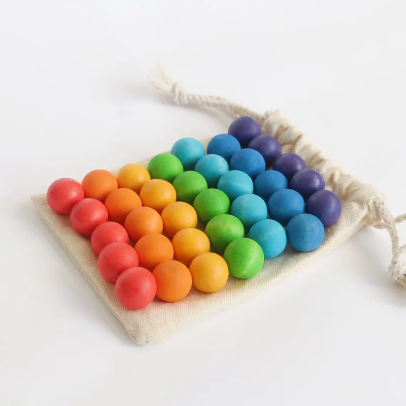 Wooden Balls Rainbow Pastel Color Toys for Musical Sound Marble Tree Montessori Color Sorting Educational Toys for Children