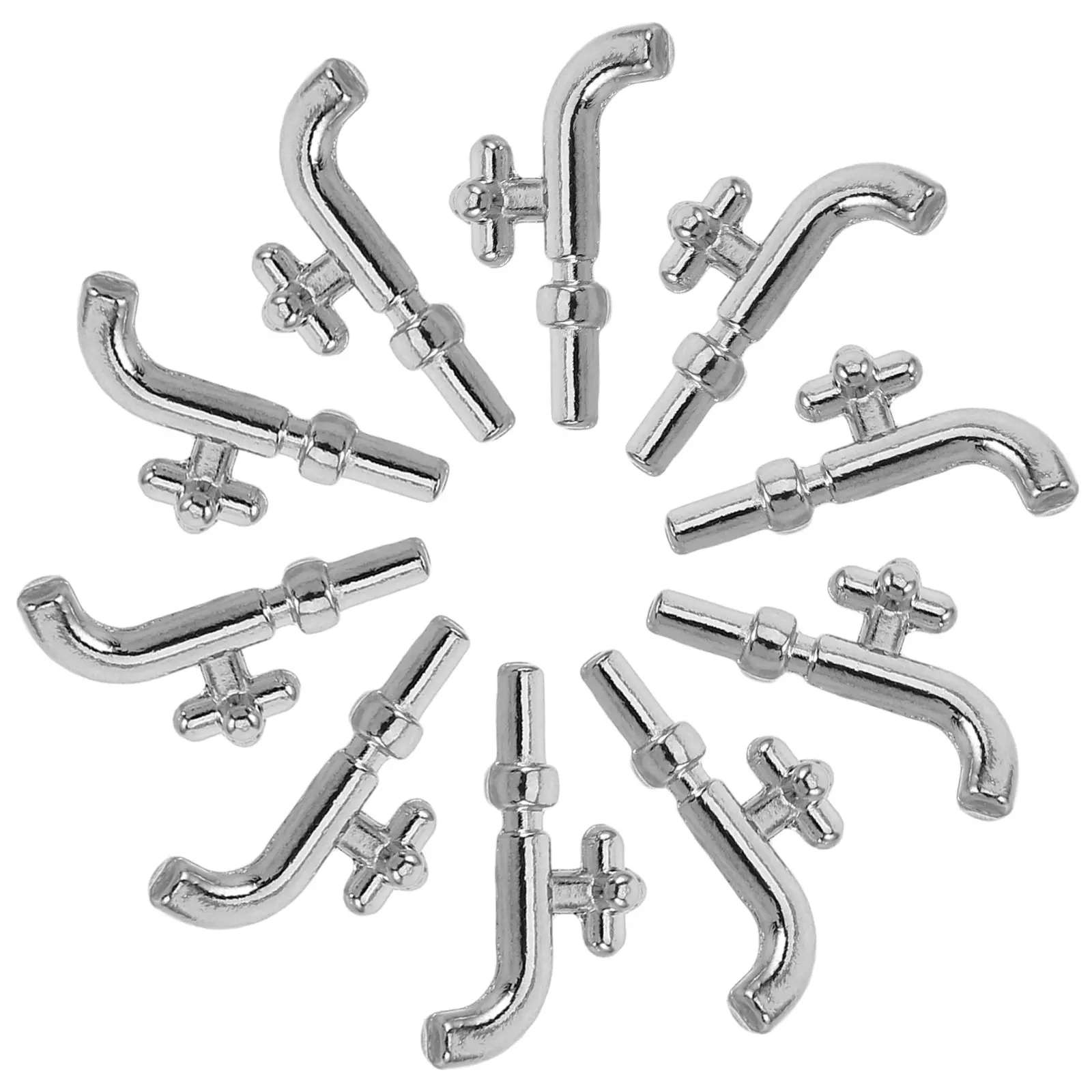 

10Pcs Miniature Faucet for Dollhouse Bathroom and Kitchen Realistic Single Head Tap Decor Vivid Micro Landscape Decoration Mini