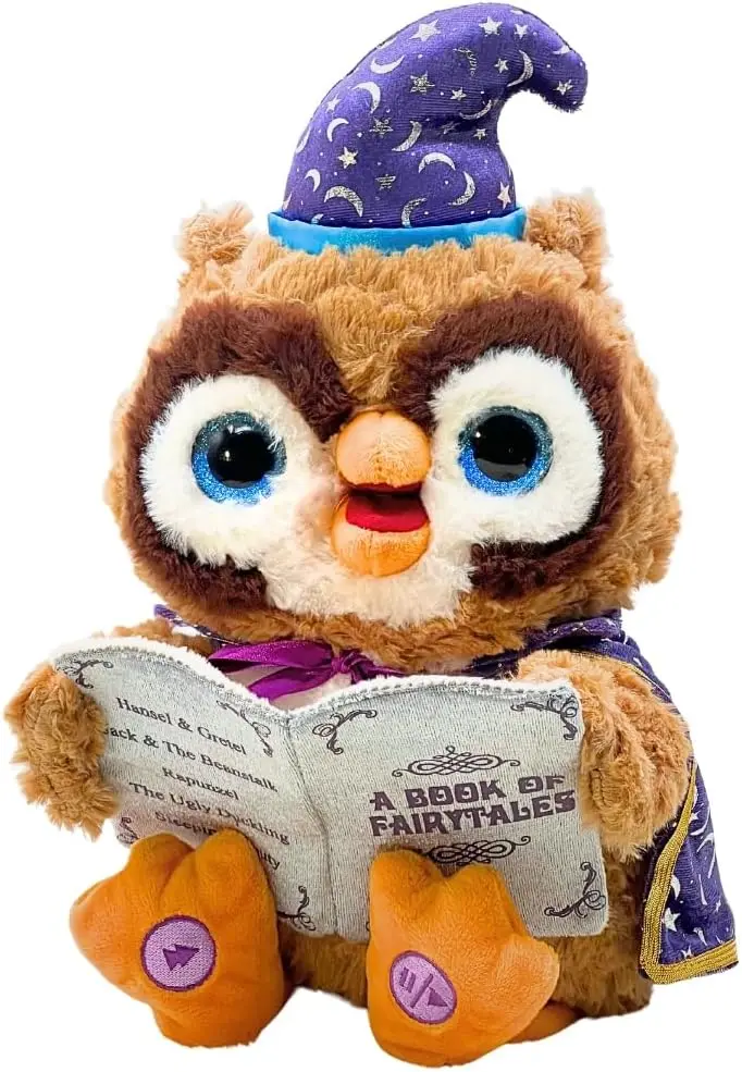 

Animated Storytelling Owl Plush Toy with Light-Up Eyes, Moving Mouth, and Head Sway - Recites 5 Fairy Tales