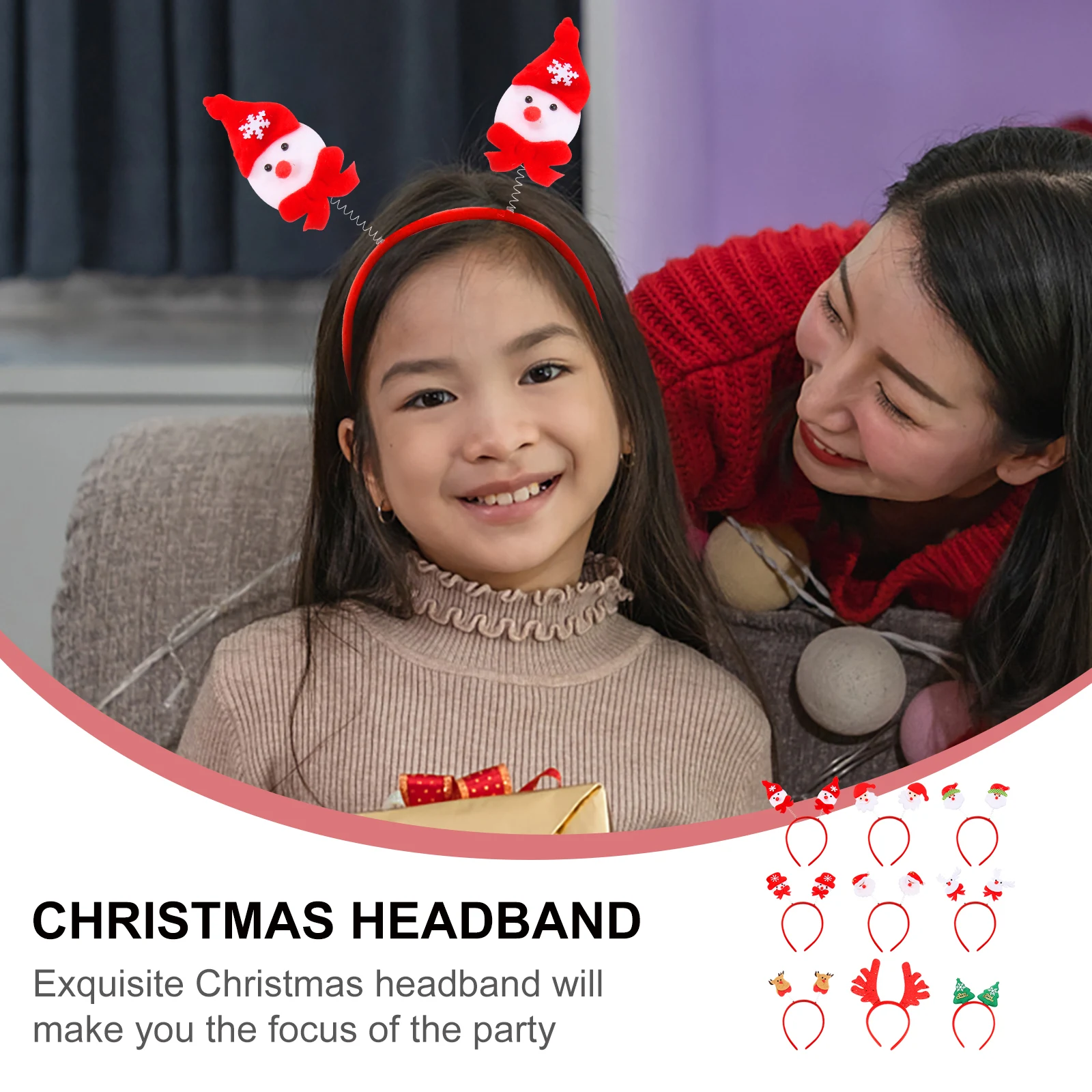 

9pcs Christmas Hair Hoops Lightweight Non-Fading Comfortable Party Favors Decorations For Adults Kids Creative Headwear Band