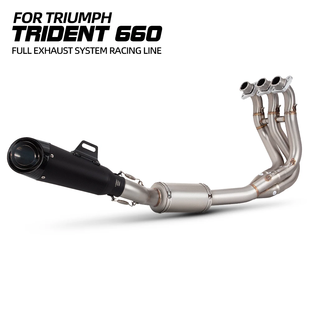 For Triumph Trident 660 2021-2024 Motorcycle Exhaust Full System Modify Front Link Pipe Three Layer Carbon Head Muffler Escape