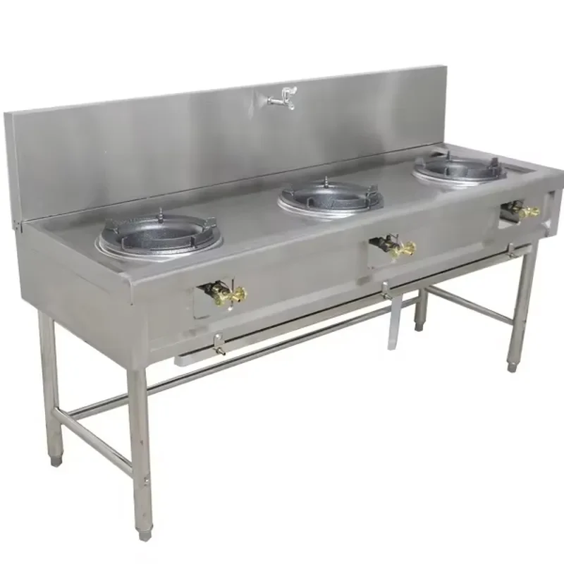 Commercial 3 Burner Stainless Steel Gas Stove Industrial Wok Range for Hotel Restaurant Kitchen Cooking Equipment