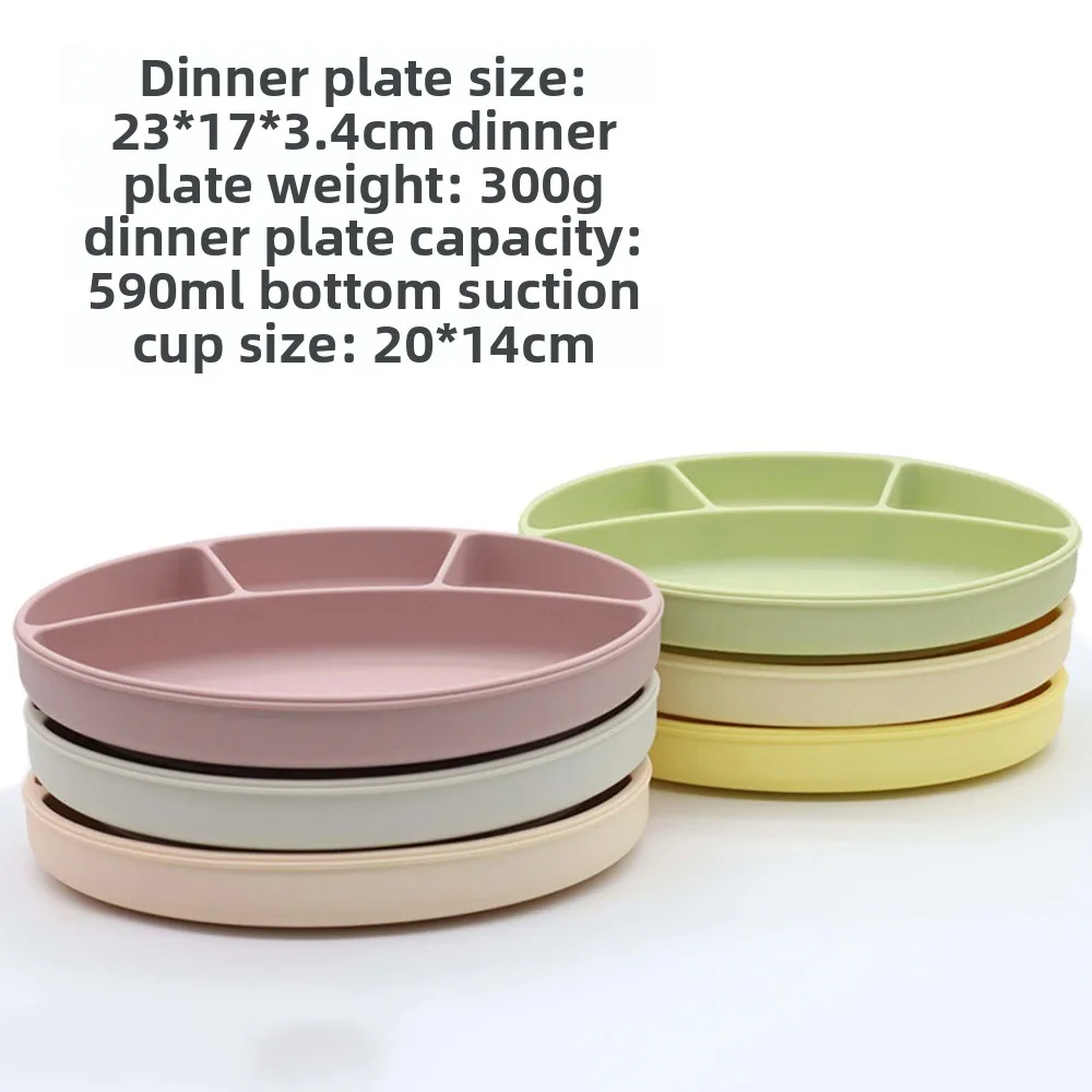 

Non-Slip Silicone Divided Plate BPA Free Waterproof Suction Cup Dinner Plate Sturdy Lightweight Feeding Plate Baby Feeding