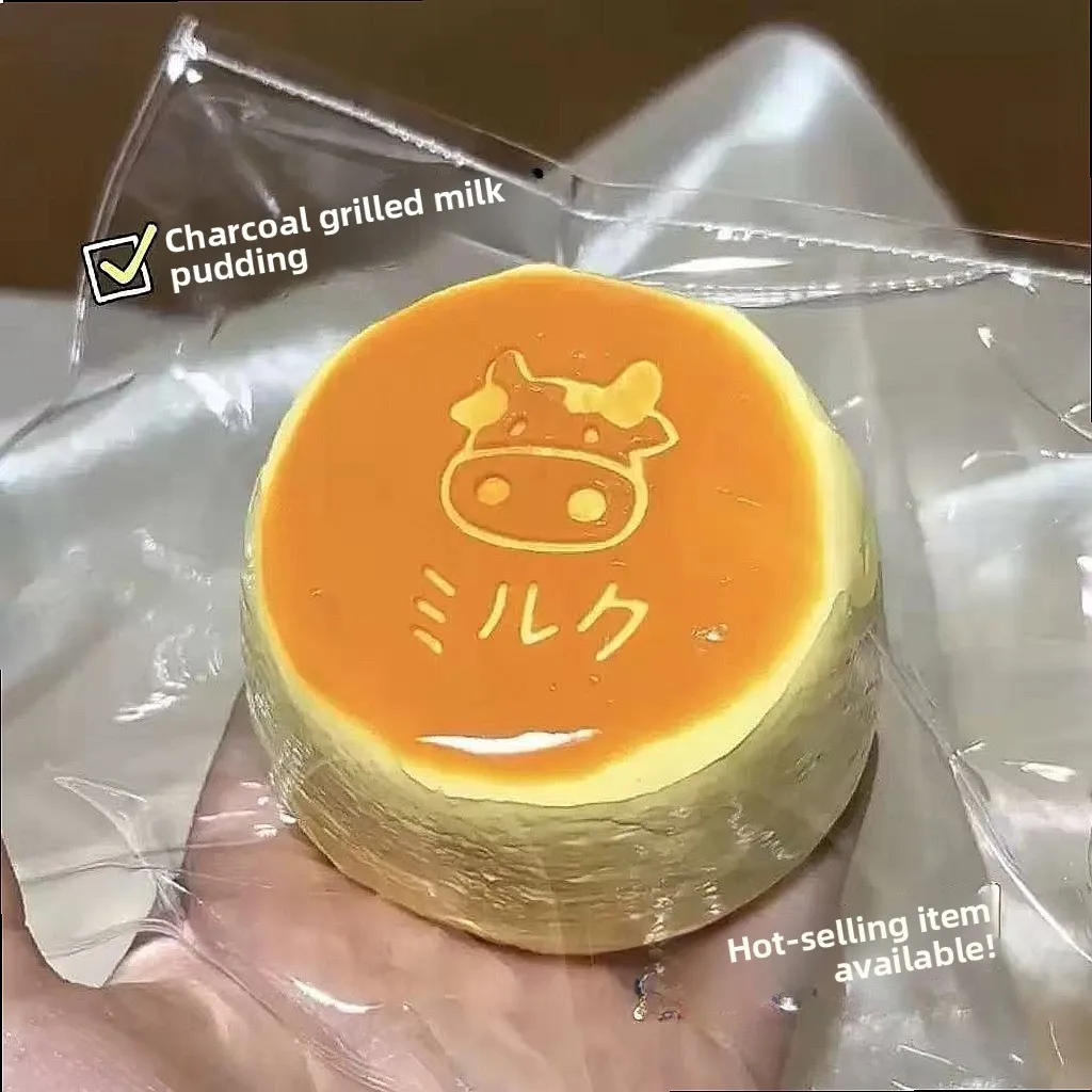 Charcoal Milk Pudding Handmade Silica Gel Squishy Slow Rising Toy Gift Food Grade Stress Relief