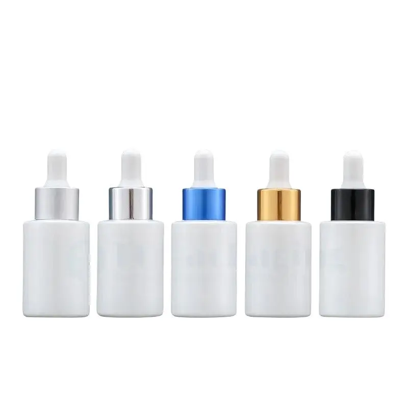 

10PCs*30ML Dropper Bottle White Glass Serum Makeup Packing Small Empty Cosmetic Container Essential Oil Refillable Liquid Sample