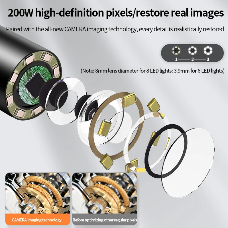 5Inch 7.9mm 2MP 1080P Dual Lens Endoscope Side-View&Front View  CMOS Borescope Inspection Digital Microscope Camera Otoscope