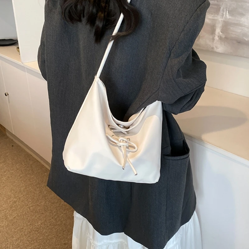 Women Bows Shoulder Bag Korean Styles Armpit Bag PU Leather Handbag Underarm Bag