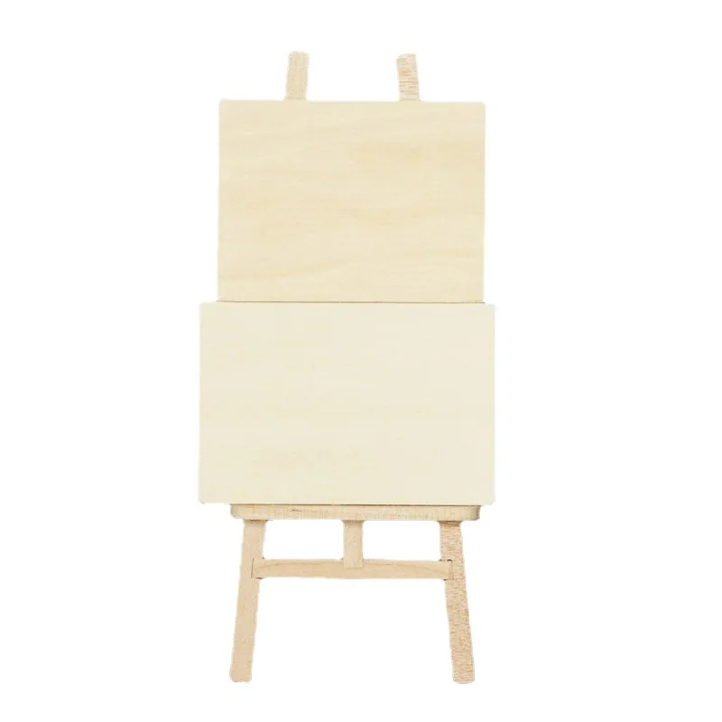 Set da studio d'arte in miniatura per casa delle bambole in scala 1:12 - Cavalletto in legno + bacheca + tavolozza + scatola di colori Oggetti di scena artistici