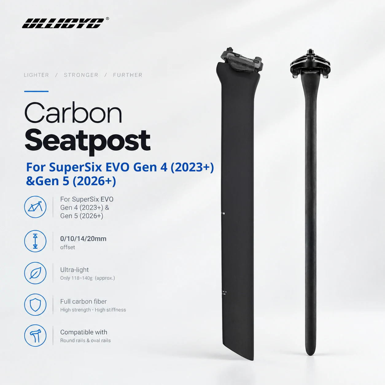 Ultraleichte Carbon-AERO-Sattelstütze, 0/10/14/20mm Offset für SuperSix EVO Gen4/Gen5 2023~2026 LAB71, 315/365mm, Fahrrad-Sattelstützenteile