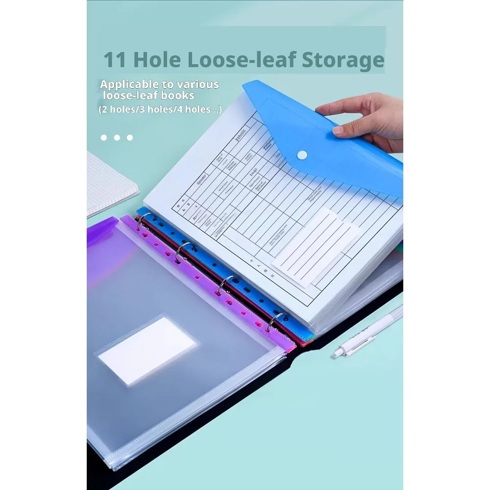 11Pcs A4 Loose Leaf Folder Set, Expandable Document Pockets & Dividers, Portable File Organizer for School Office Travel view 5