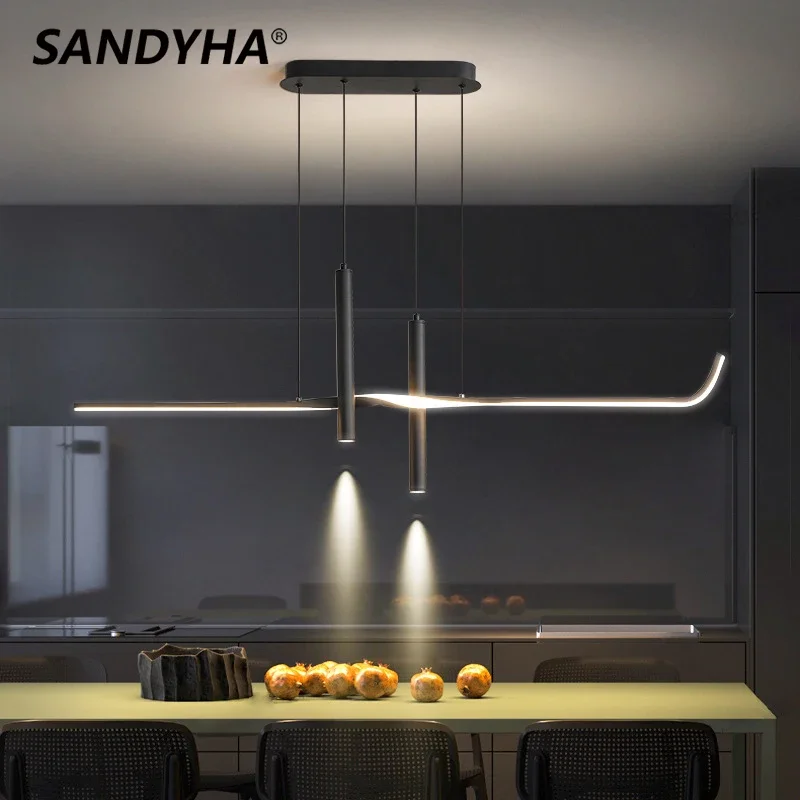 

SANDYHA Modern Simple LED Chandelier Creative Personalized Glass Pendant Lamp for Living Room Bedroom Home Decor Lighting