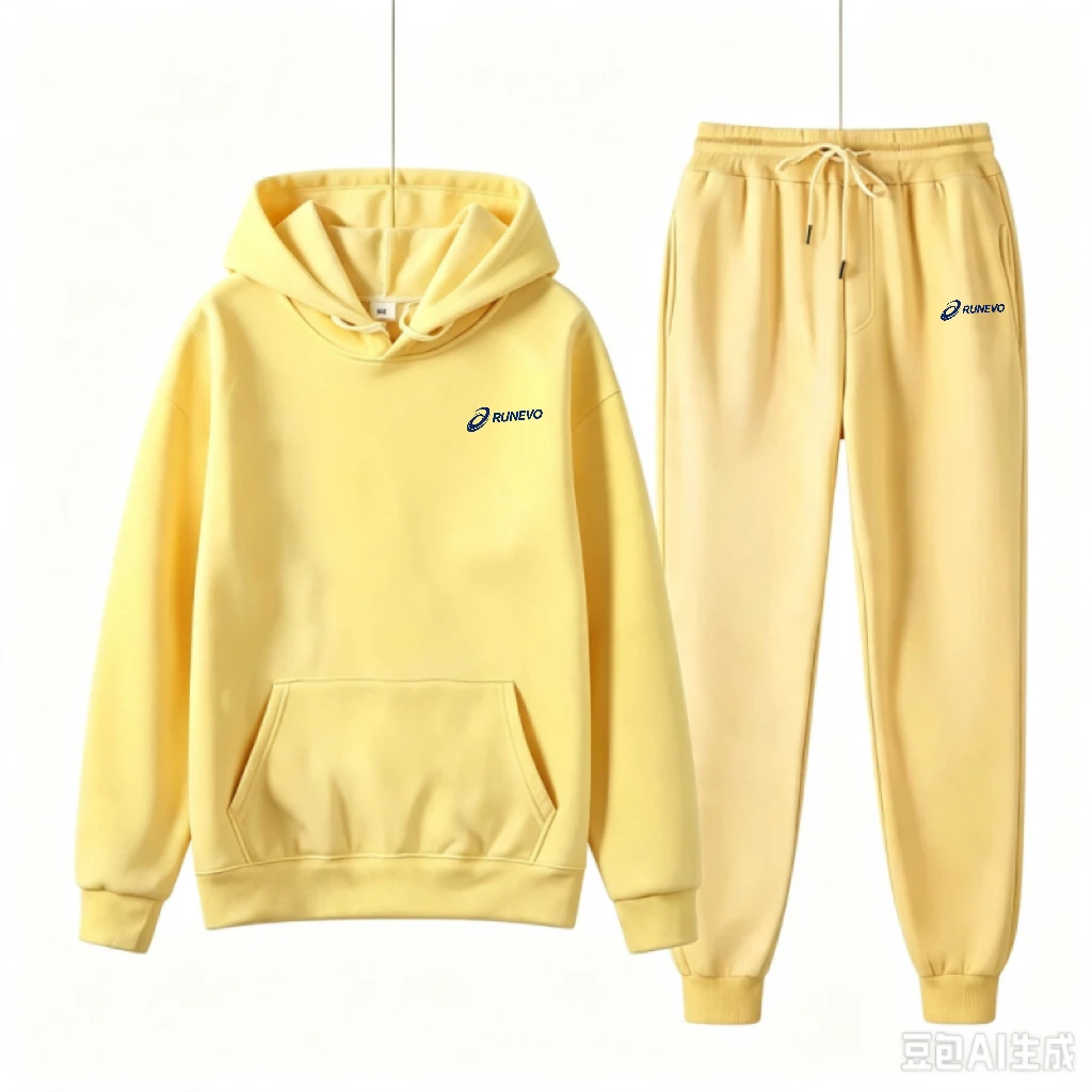 Autumn Women's Solid Color 2-Piece Sportswear Loose Hooded Sports Pants Set Large Size Daily Leisure Sports view 4