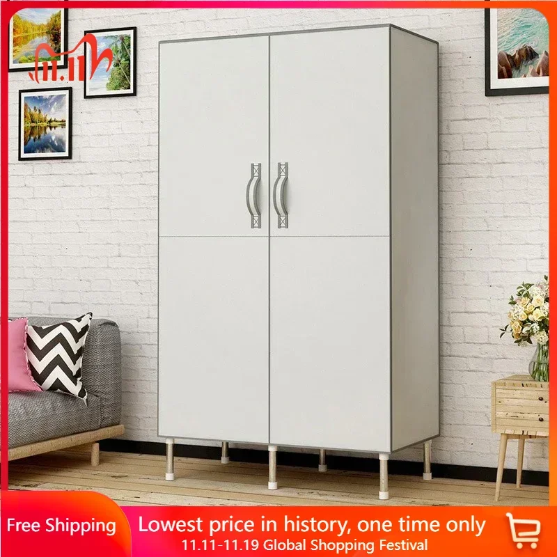 

Double door folding simple cloth wardrobe thickened and thickened 19mm steel pipe single person storage wardrobe