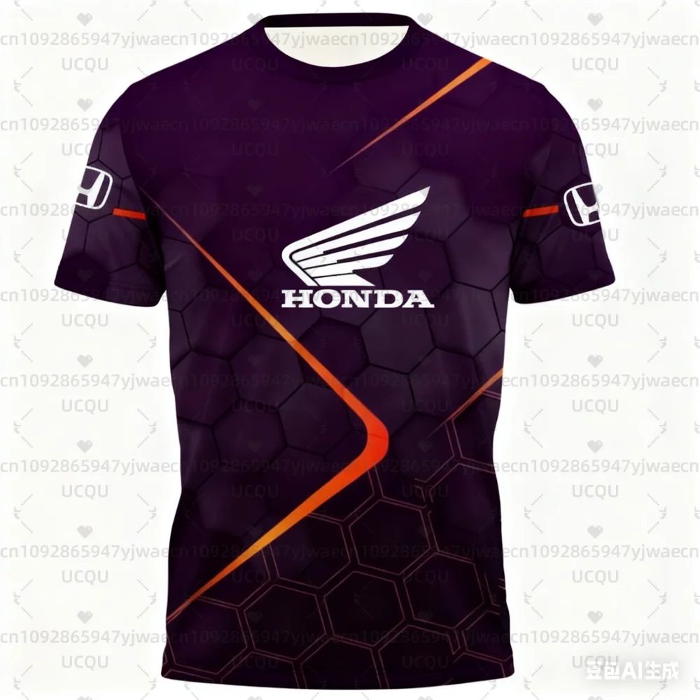 الرجال هوندا الصيف تي شيرتات قصيرة الاكمام دراجة نارية رياضية سباق سريعة الجافة جيرسي عادية التدرج اللون عشاق الدراجات النارية #4