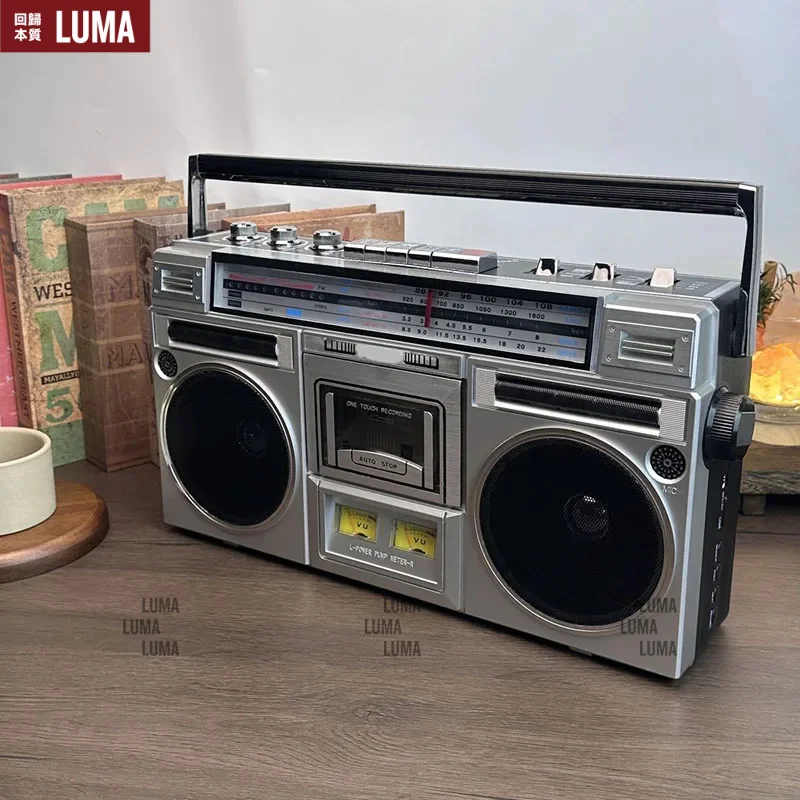 Retro Vintage Bluetooth Stereo Radio with Tape Recorder, Multifunctional Nostalgic Speaker