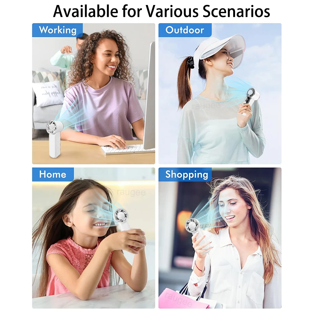 Portable Usb Rechargeable Personal Fan With Led Light Cooling_voghion.com