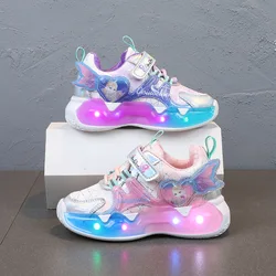 Ragazze New Fashion luminoso LED Sneakers bambino Casual rosa scarpa sportiva bambini quattro stagioni calzature morbide taglia 21 a 30