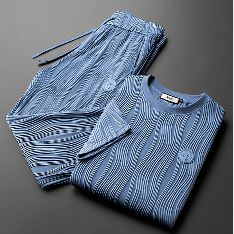 

Tree texture technology cool breathable 2025 summer men's high-end thin leisure sports suit