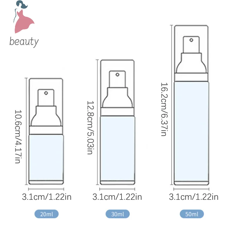 Limpar Airless Cosméticos Creme Bomba Garrafa, Dispensador de Tamanho de Viagem, Maquiagem Container para Creme Gel Loção, 20ml 30ml 50ml