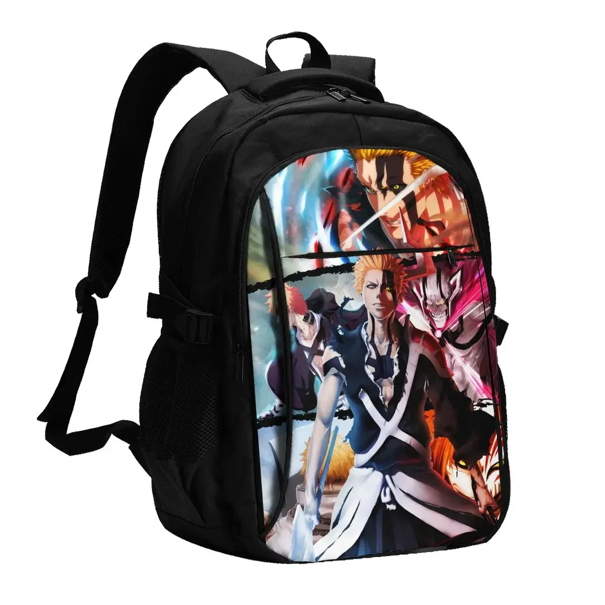 Anime BLEACH Kurosaki Ichigo Travel Laptop Backpack, Business Water Resistant Laptop Backpack with USB Charging Port College Bag