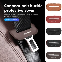 Leather Car Seat Belt Buckle Cover Anti-Scratch Protector Clip For AMG C180 C300 W124 W176 W177 C200 C260 GLC CLE CLA