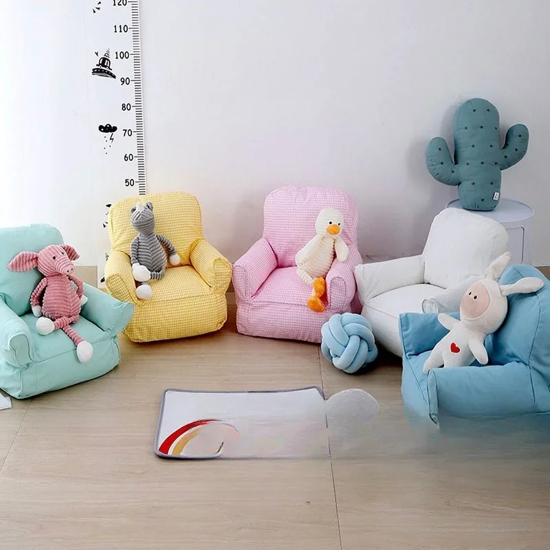 

Nordic fabric small sofa baby lazy single backrest seat child leisure seat photo props