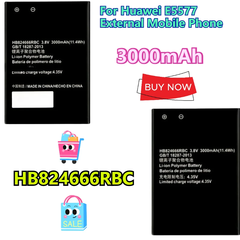 

3000mAh for Huawei E5577 External Mobile Phone Charging Battery HB824666RBC
