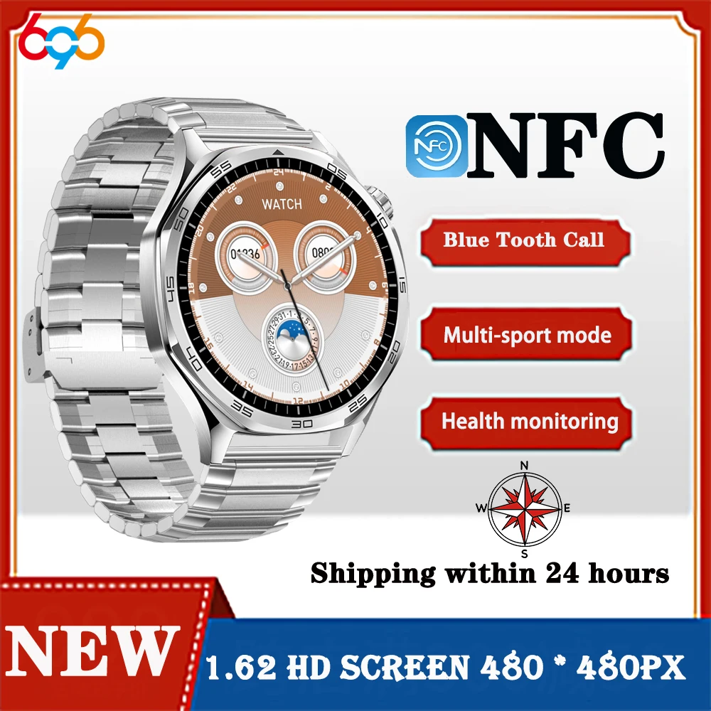 

696 Мужчины Женщины Открытый Компас Музыка Смарт-часы Синий Зуб Вызов Спорт Фитнес Сердечный ритм NFC Часы Карта Навигация Смарт-часы