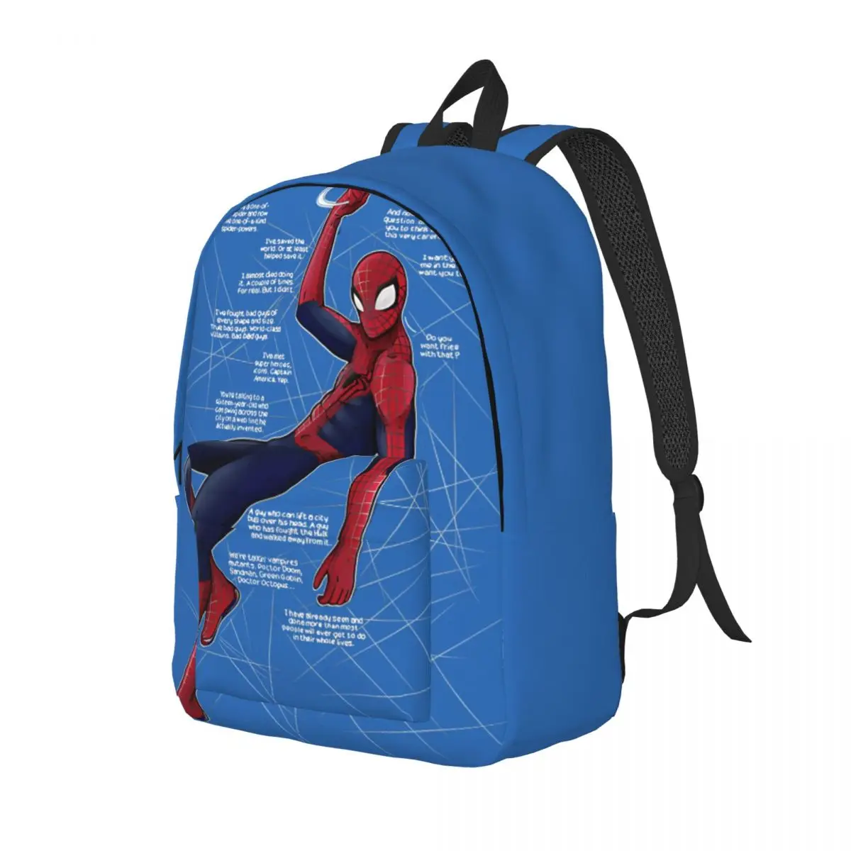 Daily Ultimate Comics (Fries Monologue) T-Shirt Rucksack For Work Office Zipper Closure Marvel Spider-Man Teen Girl Boy Men