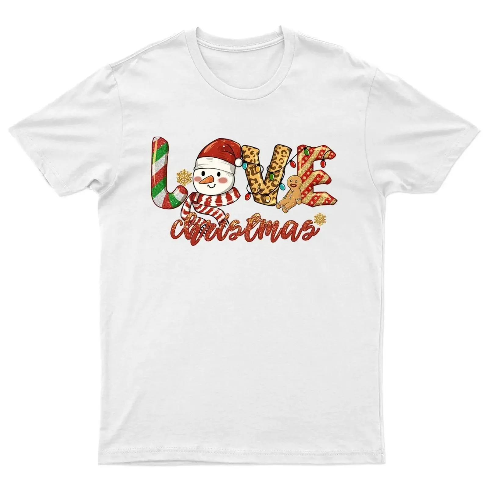 Dear Christmas Snowman Gingerbread T Shirt Retro Funny Women's vintage Washed Breathable fashion homme graphic Unisex Stylish