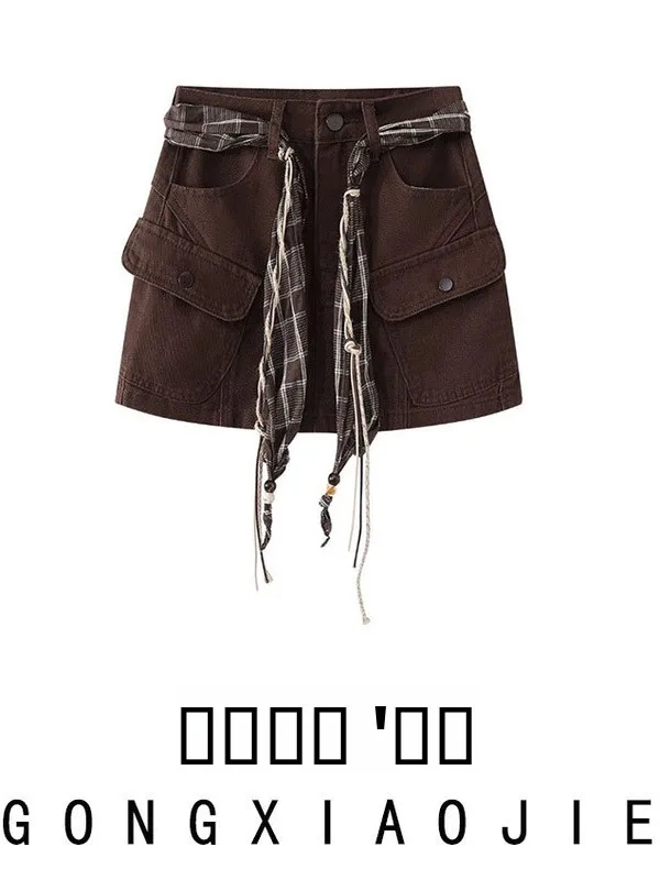 

Джинсовая юбка-русалка Browan для женщин, с высокой талией, А-силуэт, повседневная, приталенная, на молнии, осень-зима