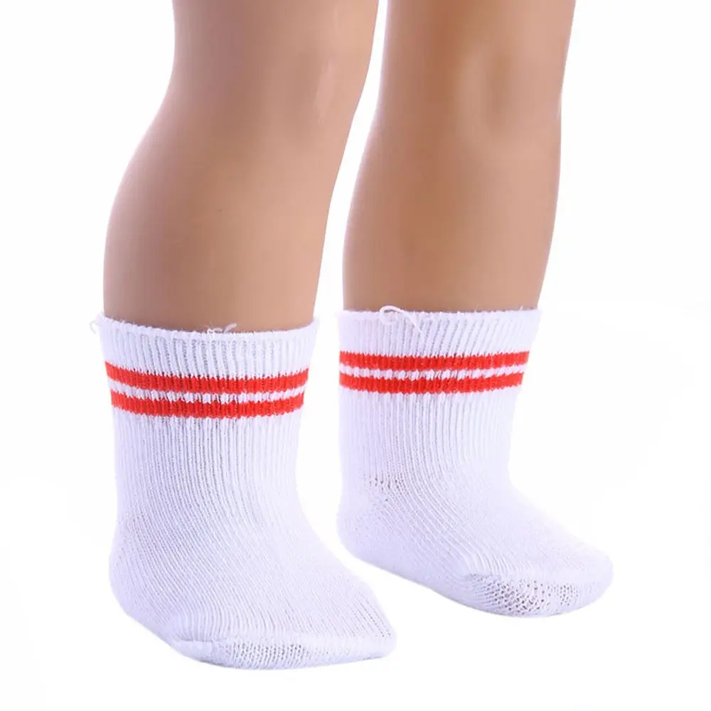 A Pair Of Solid Color Socks For 18-inch American Doll & 43cm Doll,Doll Accessories For New Born Baby Doll Clothes Children Gifts