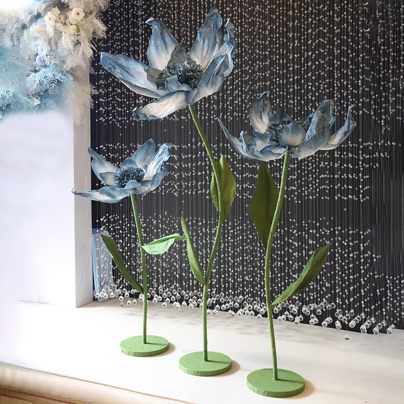 Creative Wedding Road Lead Daisy Flower Pole Flower Outdoor Wedding Arrangement Handmade Crepe Paper Flower Window Prop Decorati