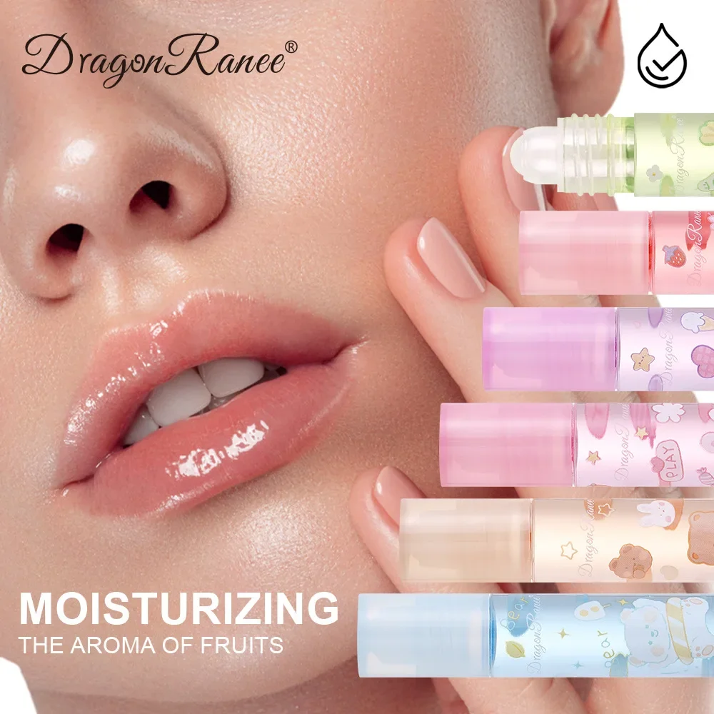 

6pcs/Set Lip Oil Glass Mirror Toot Lips Moisturizes Hydrating Lip Balm Cute Transparent Roll-On Lip Gloss Lip Care Makeup