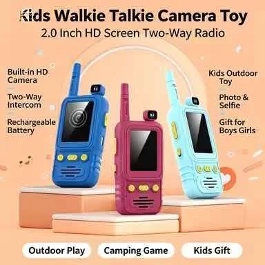 Rechargeable Kids Walkie‑Talkie Toy With HD Camera 2.0 Inch Screen Portable Long Distance Intercom Outdoor Game For Kids