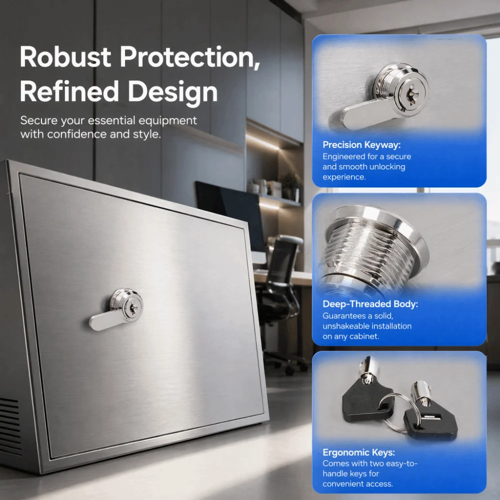 2 set Secure 4 Keys Included Cabinet Cam Lock Durable Versatile File Cabinet Lock Drawer Lock Home