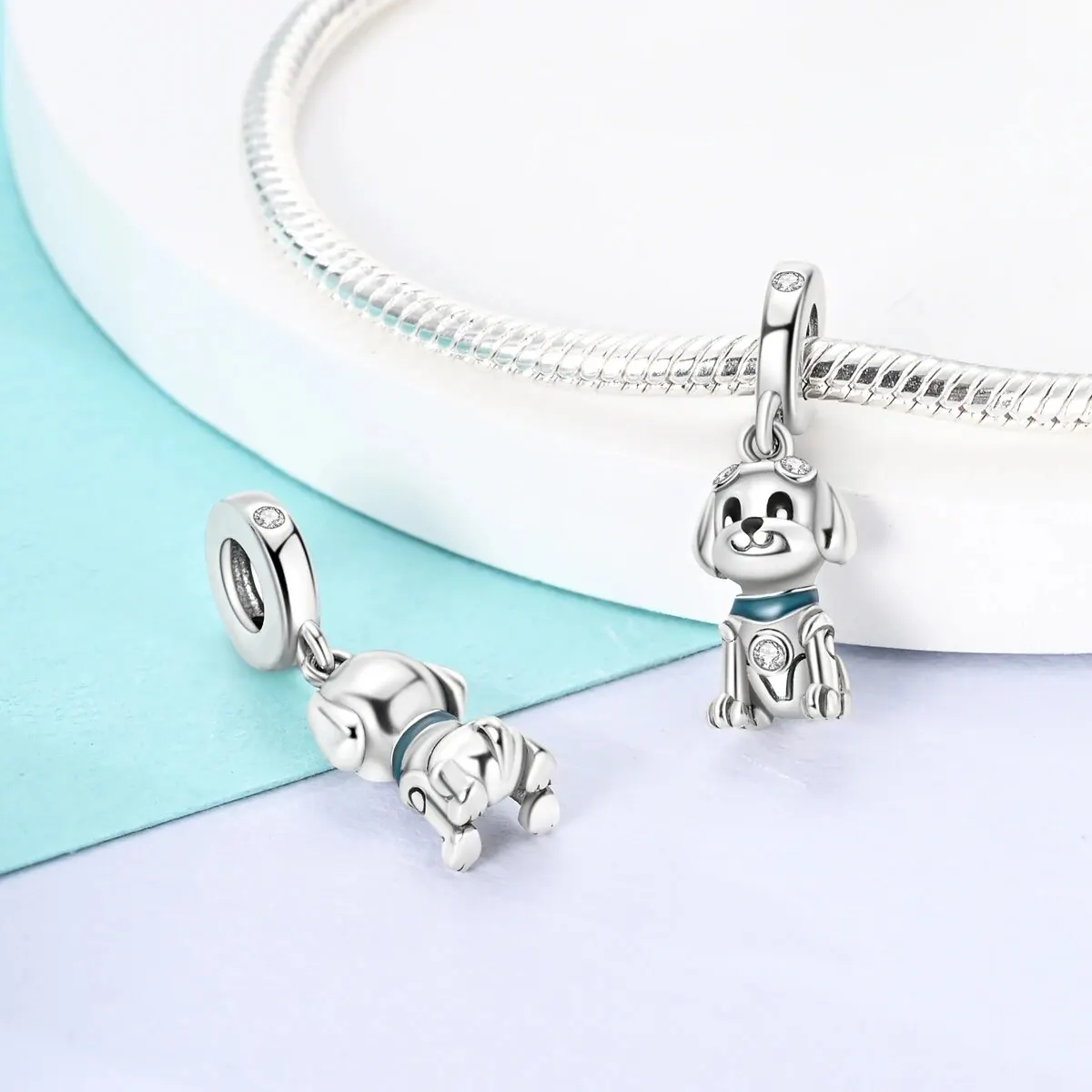 MULA 1PC Silver Plated Charms Fit Original Bracelet Making Coffee Bee Dog Pendants Jewelry Gift image 4