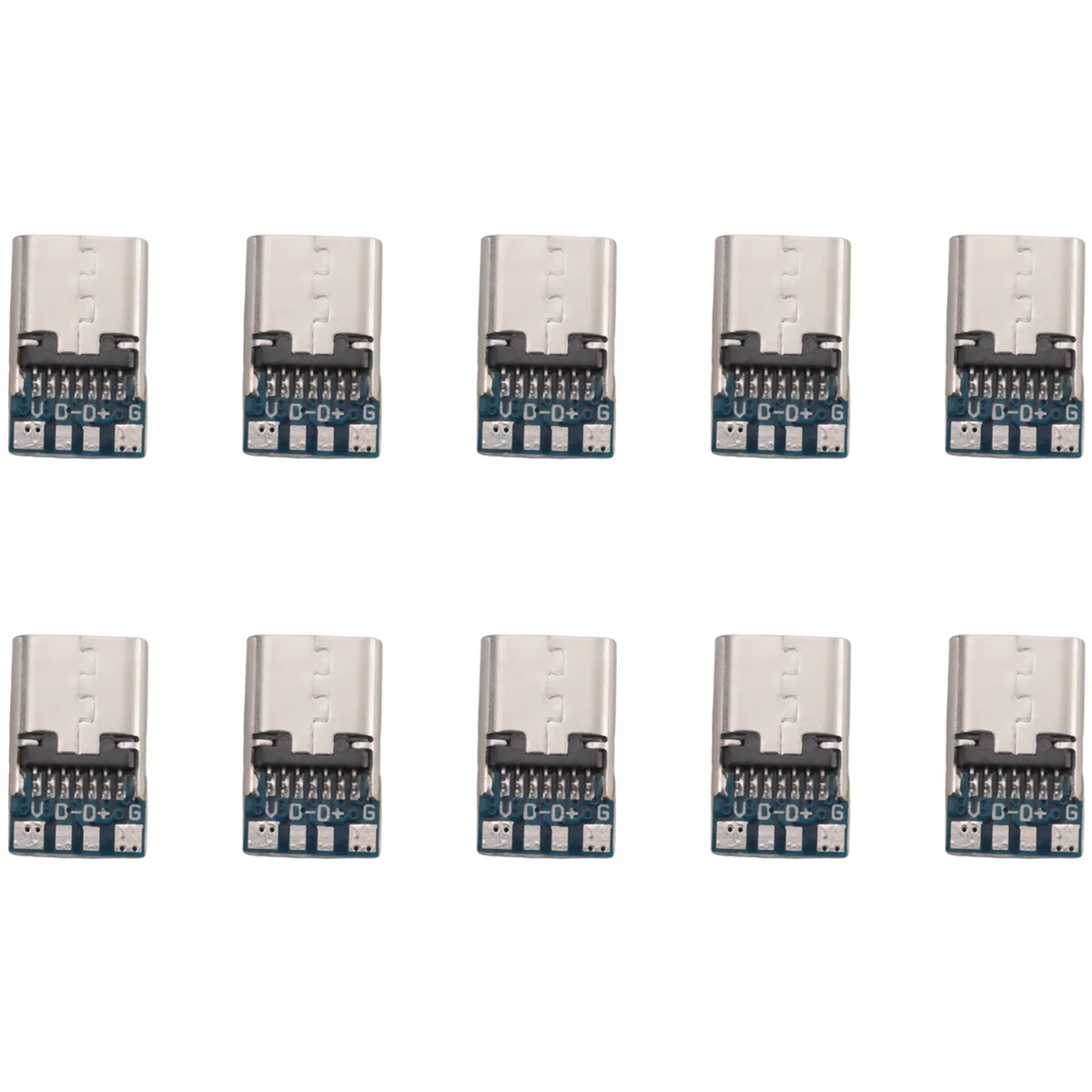 10 Pcs USB 3.1 Type C Connector 14 Pin Female Socket Receptacle Through Holes PCB 180 Vertical Shield USB-C1