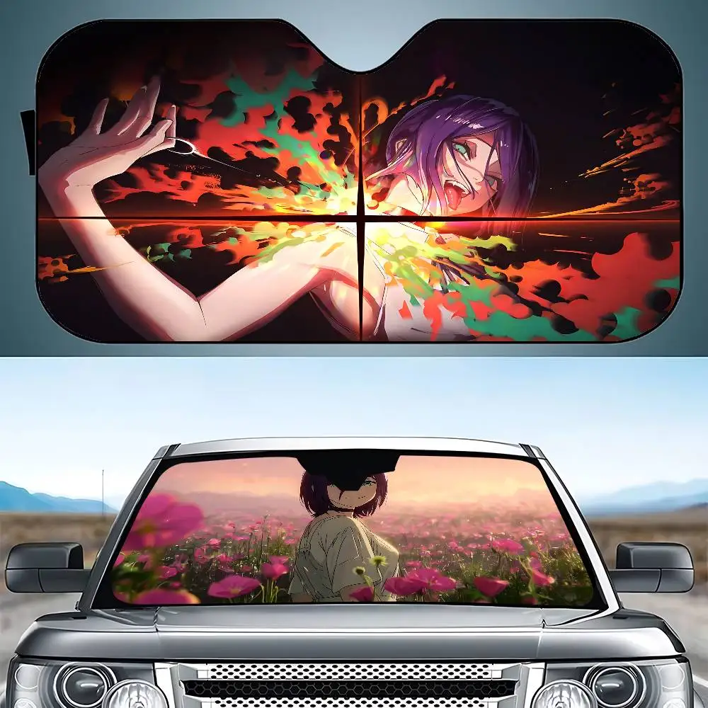 Anime C-Chainsaw M-Man Reze Stylish And Trendy Windshield Sunshade, Car Windshield Cover, Car Sunshade Curtain Sun Protection