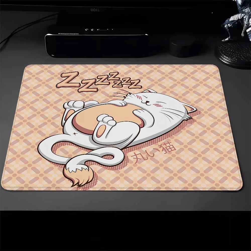 Mouse Gaming Pc Accessories MARUI NEKO SLEEPY KITTY Small Anime Mouse Pad Gamer Rubber Mat Pad on the Table Deskmat Mausepad