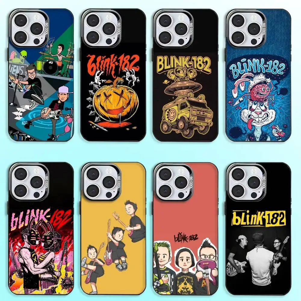 

B-BLINK-182 Hot Band Phone Case For iPhone17,16,15,14,13,12,11 Plus,Pro Max Colored Silver Plated Inside Cover