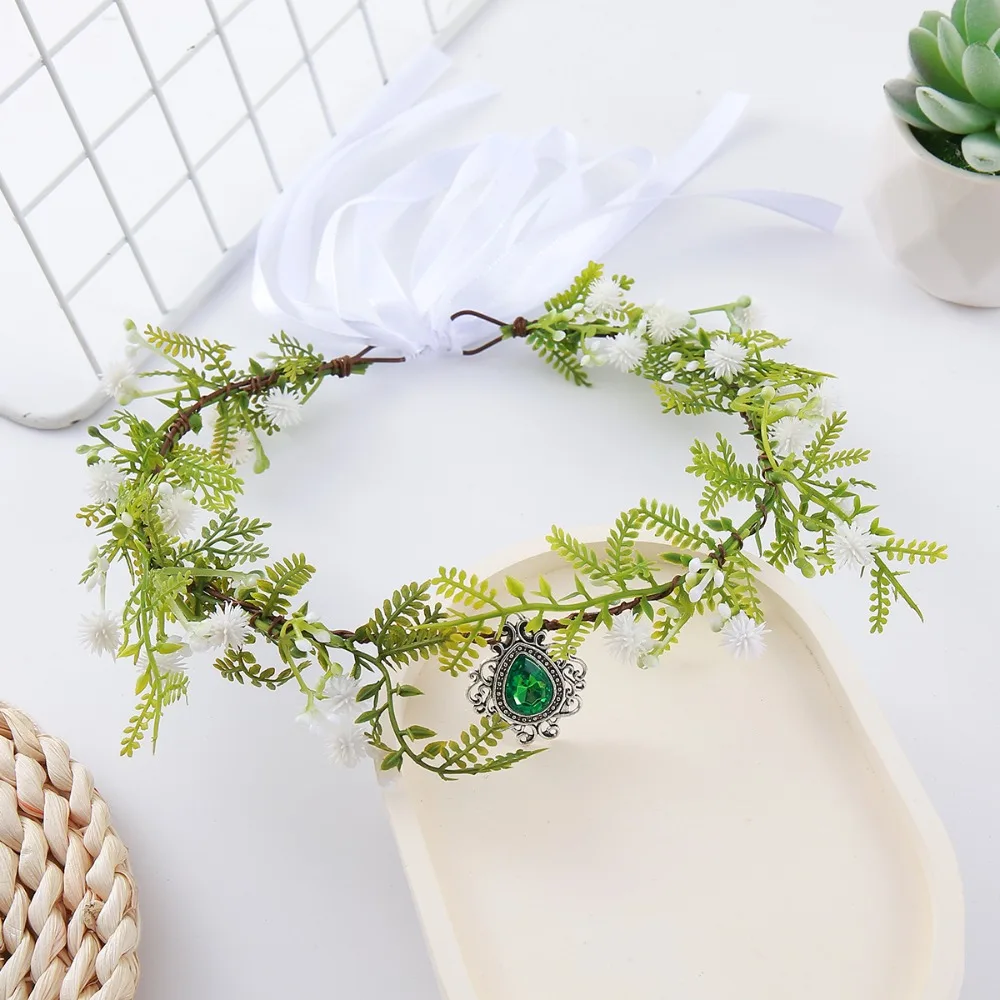 2 قطع هالوين الجان تأثيري مجموعة الجنية زهرة تاج خوذة قزم آذان الأصفاد عصر النهضة زي ورقة الجان أجنحة الأذن الكفة